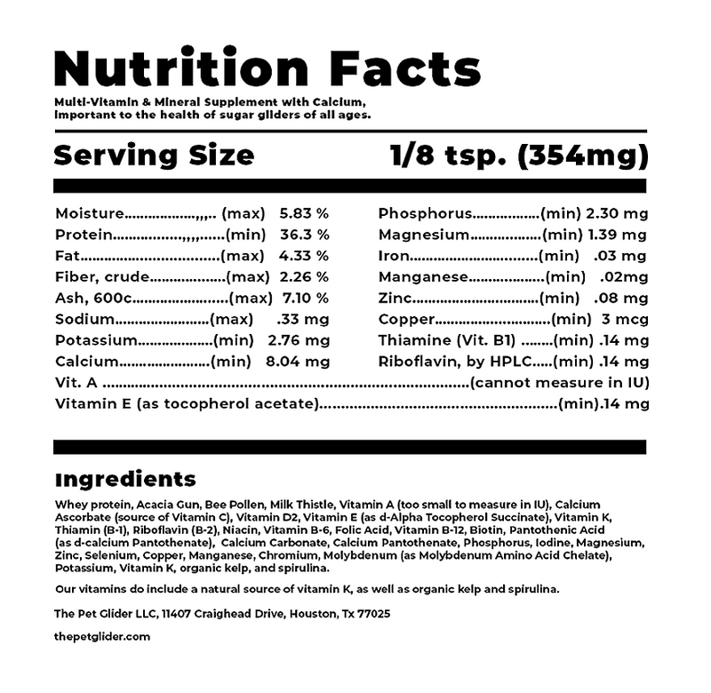Sample Month - Ultimate Sugar Glider Nutritional Sample Package